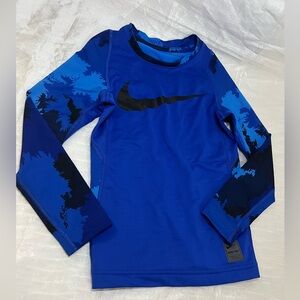 Nike Pro HydroWarm Fitted Top Boy's XS royal Blue
